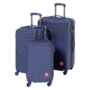 LEE COOPER Set de 3 Valises Rigide ABS 4 Roues 49-59-69cm IRON Bleu