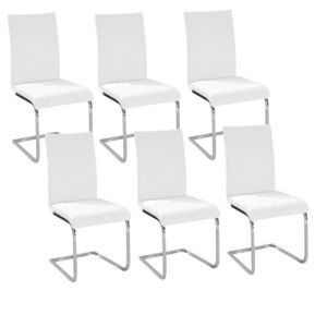 LEA Lot de 6 Chaises de salle ? manger blanches
