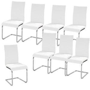 LEA Lot de 8 Chaises de salle ? manger blanches