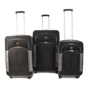KINSTON Set de 3 Valises Souple 4 Roues 61-68-78cm Noir