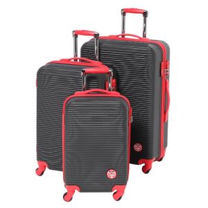 LEE COOPER Set de 3 Valises Rigide ABS 4 Roues 49-59-69cm IRON Noir