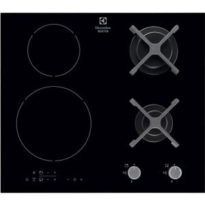 ELECTROLUX EGD6576NOK - Table de cuisson mixte gaz / induction - 4 zones - 4800W et 3700W - L59 x P52cm - Rev?tement verre - Noir