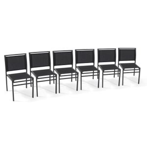 Lot de 6 chaises de jardin aluminium et textil?ne noir