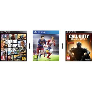 GTA V + FIFA 16 + Call Of Duty Black Ops III Jeux PS3