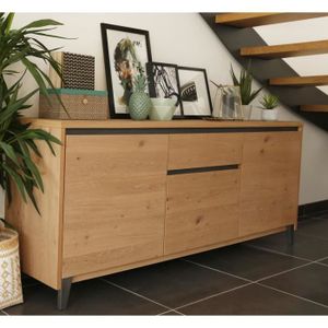 BRICKLANE Buffet contemporain plaqué ch?ne blanchi - L 190 cm