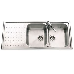 EWI Evier Gala 2 bacs + 1 égouttoir Inox lisse