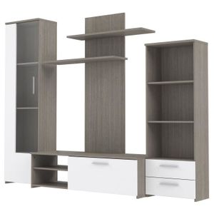 FINLANDEK Ensemble séjour PYSYÄ contemporain Décor ch?ne gris et blanc brillant - L 230 cm