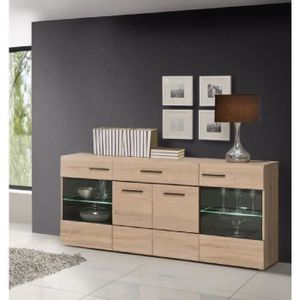 COMBINO Buffet contemporain en bois aggloméré décor ch?ne et wengé - L 170 cm