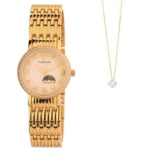 TORRENTE Coffret 2 Pi?ces : 1 Montre et 1 Pendentif Or Blanc et Oxydes de Zirconium Femme