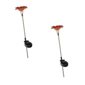 GALIX Lot de 2 fleurs ? énergie solaire - ROUGE