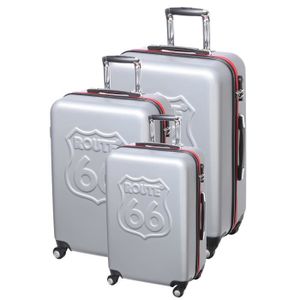 ROUTE 66 Set de 3 Valises 4 Roues 50/60/70 cm Silver
