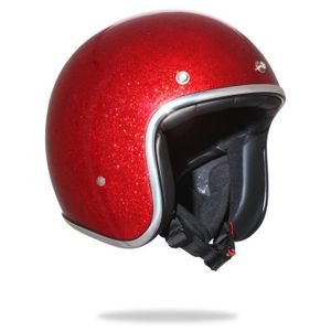 STORMER Casque jet pearl rouge pailleté