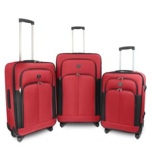 KINSTON Set de 3 Valises Souple 4 Roues 61-68-78cm Rouge