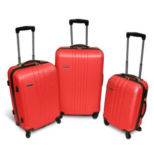 KINSTON Set de 3 Valises Rigide ABS 4 Roues 56-67-76cm Rouge