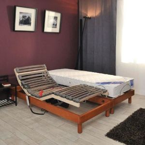 GFL BELLE LITERIE Ensemble matelas + sommier 90x190cm 21cm 100% latex tr?s ferme 75kg/m? relaxation électrique