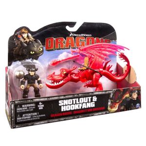 DRAGONS Figurine Dragon Et Son Dresseur Rustik et Krochefer 29cms