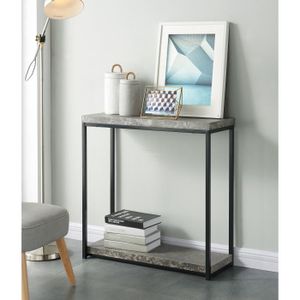 IMPAKT Console style industriel - Pieds en métal - Laqué noir et effet béton - L 80 cm