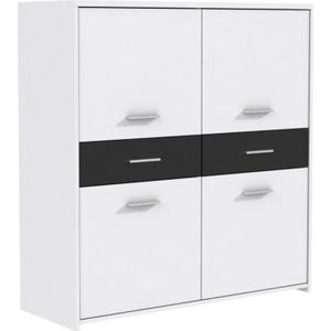 FINLANDEK Buffet haut ELÄMÄ contemporain en bois aggloméré blanc et noir - L 113 cm