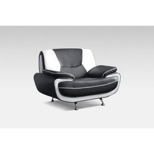 SPACIO Fauteuil en simili - Noir et blanc