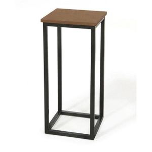 FACTO Selette style industriel plateau plaqué ch?ne vernis et pieds en métal laqué époxy noir - L 35 cm