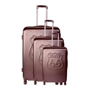 ROUTE 66 Set de 3 Valises ABS 4 Roues 50/60/70 cm Chocolat