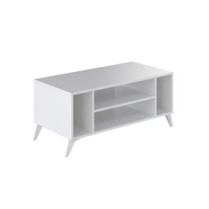 SUN Table basse style contemporain blanc brillant - L 100 x l 50 cm