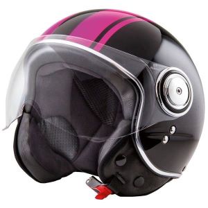 STORMER Casque Jet Flow Soul Noir et Fushia