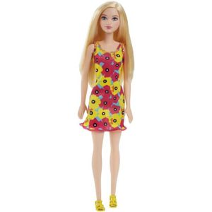 Barbie Chic Blonde Robe Fleurie Rose Et Jaune
