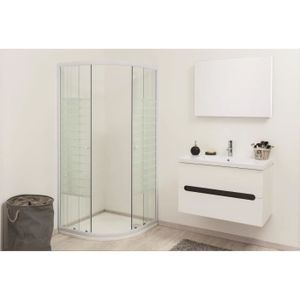 RUSTY Ensemble meuble de salle de bain 60cm - Wengé et blanc
