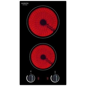 OCEANIC TV2ZMA Table de cuisson domino vitrocéramique-2 zones-3267W-L28,8xP52cm-Rev?tement verre-Noir