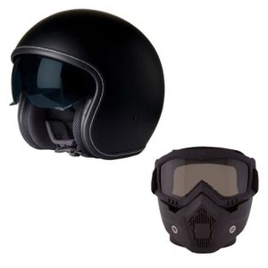 STORMER Cruz Casque Jet Noir Mat avec Masque Intégral Rmask