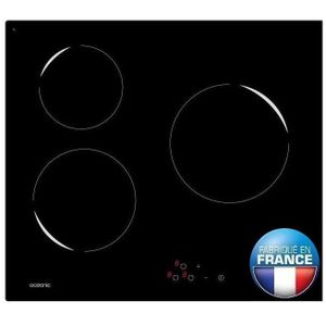 OCEANIC OCEATV3ZSE Table de cuisson vitrocéramique-3 zones-5300W-L59xP52cm-Rev?tement verre-Noir