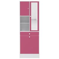 COLONNE SALLE DE BAIN  GALET Armoire bac à linge blanc/fuchsia 63x181cm