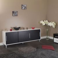 BUFFET - BAHUT - ENFILADE - VAISSELIER - LIVING CHERRY Buffet bas 149cm 3 portes noir et blanc