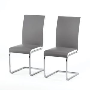 CHAISE LEA Lot de 2 Chaises blanches grises CHAISE LEA Lot de 2 Chaises blanches grises