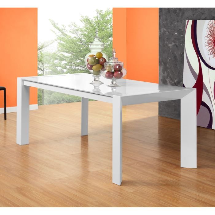 table verre blanc extensible