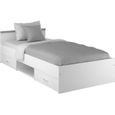 STRUCTURE DE LIT ZODIAC Lit 90x200cm blanc avec 2 tiroirs