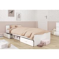 STRUCTURE DE LIT ZODIAC Lit 90x200cm blanc avec 2 tiroirs
