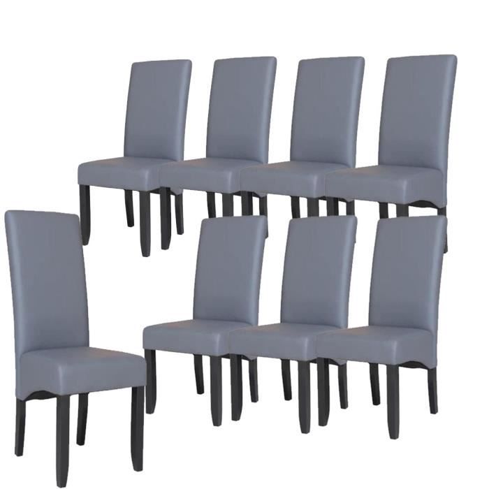 CUBA Lot de 8 chaises de salle à manger en simili gris  Achat / Vente