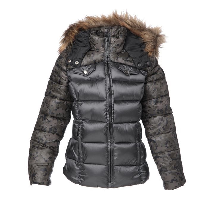 Doudoune Capuche Fourrure Enfant Fille Noir Achat / Vente doudoune