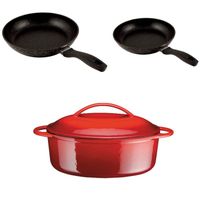 BATTERIE DE CUISINE  LOT 1 COCOTTE + 2 POELES Tous feux & induction