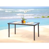 TABLE DE JARDIN  Table alu résine tressée et plateau verre 160cm
