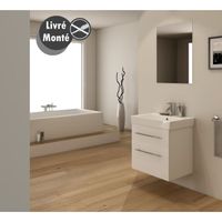 ENSEMBLE MEUBLE SDB  ROMA salle de bain 62 cm simple vasque blanche