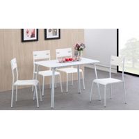 AARON Ensemble repas 1 table + 4 chaises blanc AARON Ensemble repas 1 table + 4 chaises blanc