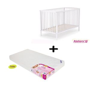 LIT NON PLIANT BÉBÉ Ensemble Lit Blanc 60x120cm + matelas Babyclim LIT NON PLIANT BÉBÉ Ensemble Lit Blanc 60x120cm + matelas Babyclim