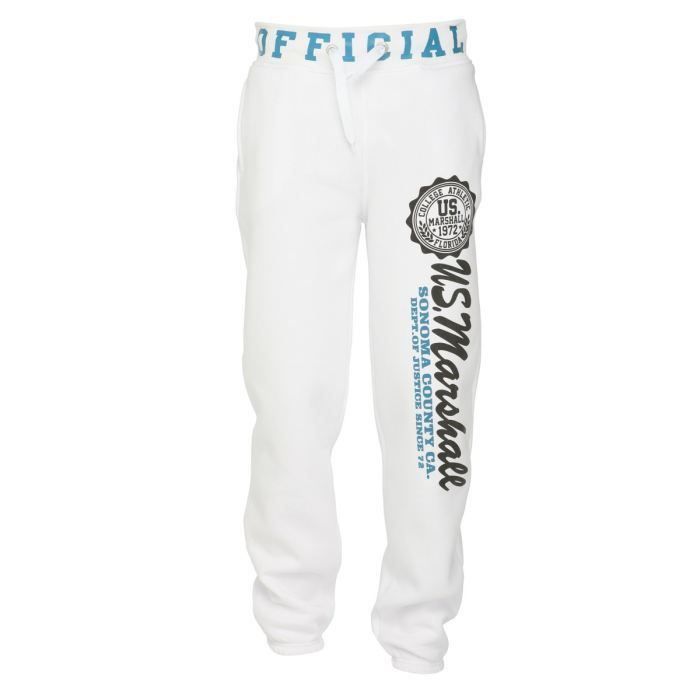 US MARSHALL Pantalon de Survêtement Homme Blanc, bleu et noir   Achat