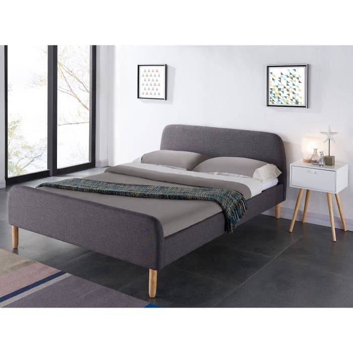 Scandi lit adulte sommier scandinave pieds en bois tissu ... Banquette Scandinave décor