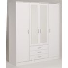 ARMOIRE DE CHAMBRE ESSENTIELLE Armoire blanche 4 portes / 4 étagères