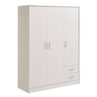 ARMOIRE DE CHAMBRE ESSENTIELLE Armoire blanche 3 portes / 2 tiroirs
