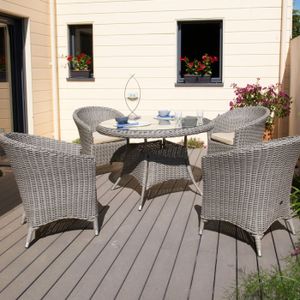 TABLE DE JARDIN ISA Table ronde en résine tressée luxe TABLE DE JARDIN ISA Table ronde en résine tressée luxe